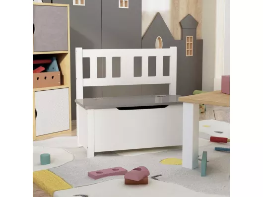Kauf Unique Kinderbank mit Stauraum Weiß und Grau 60x30x55 cm MDF