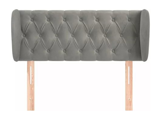 Kauf Unique Kopfteil mit Ohren Hellgrau 103x23x78/88 cm Samt Limitierter Zeitrabatt