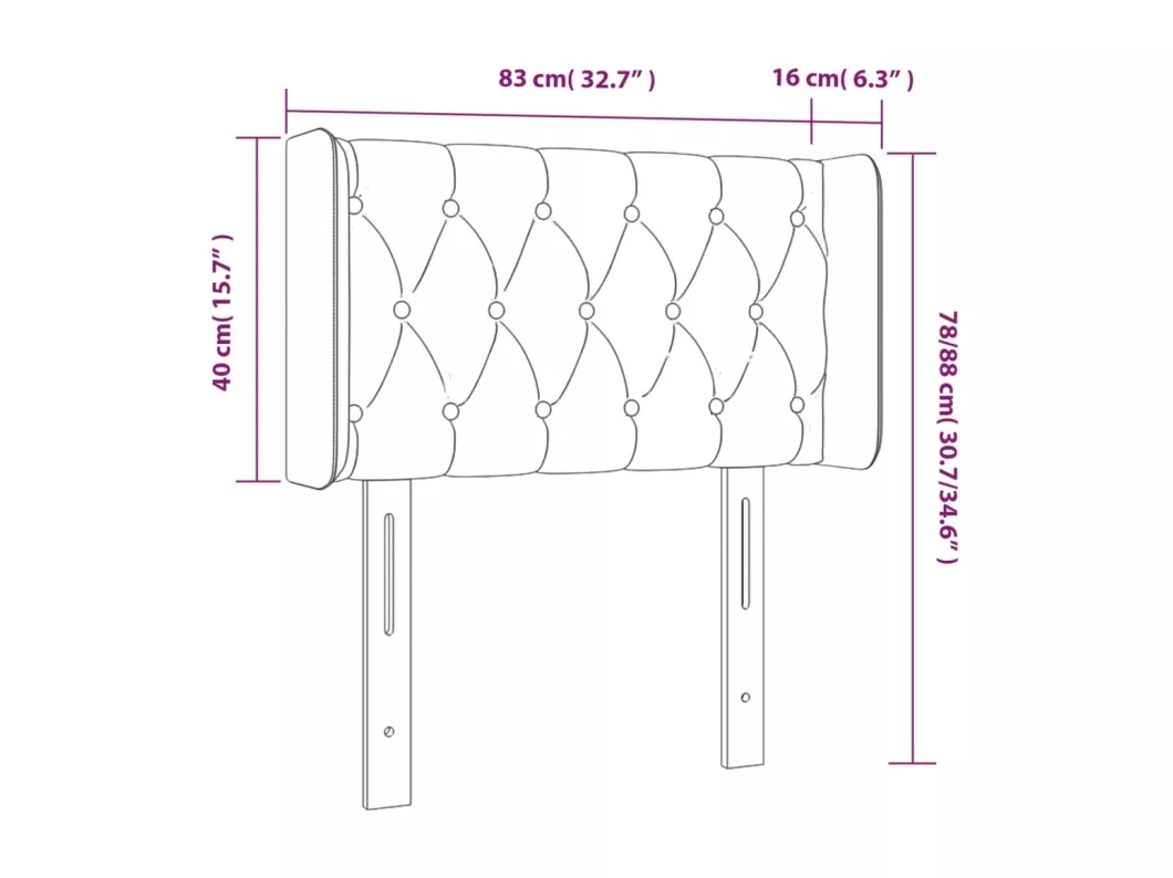 Kauf Unique LED Kopfteil Dunkelgrau 83x16x78/88 cm Samt Günstig kaufen