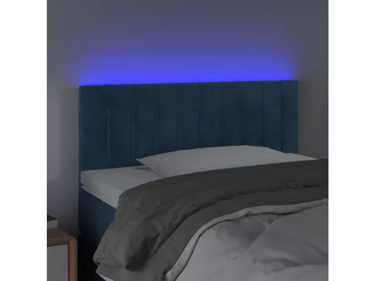 Kauf Unique LED Kopfteil Dunkelblau 80x5x78/88 cm Samt Zeitlich begrenztes Angebot