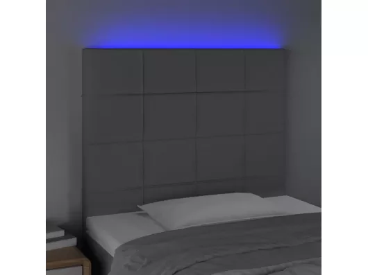 Kauf Unique LED Kopfteil Hellgrau 90x5x118/128 cm Stoff Blitzangebot