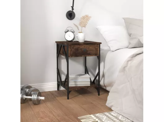 Kauf Unique Nachttisch Räuchereiche 40x42x60 cm Holzwerkstoff Sonderangebot der Fabrik