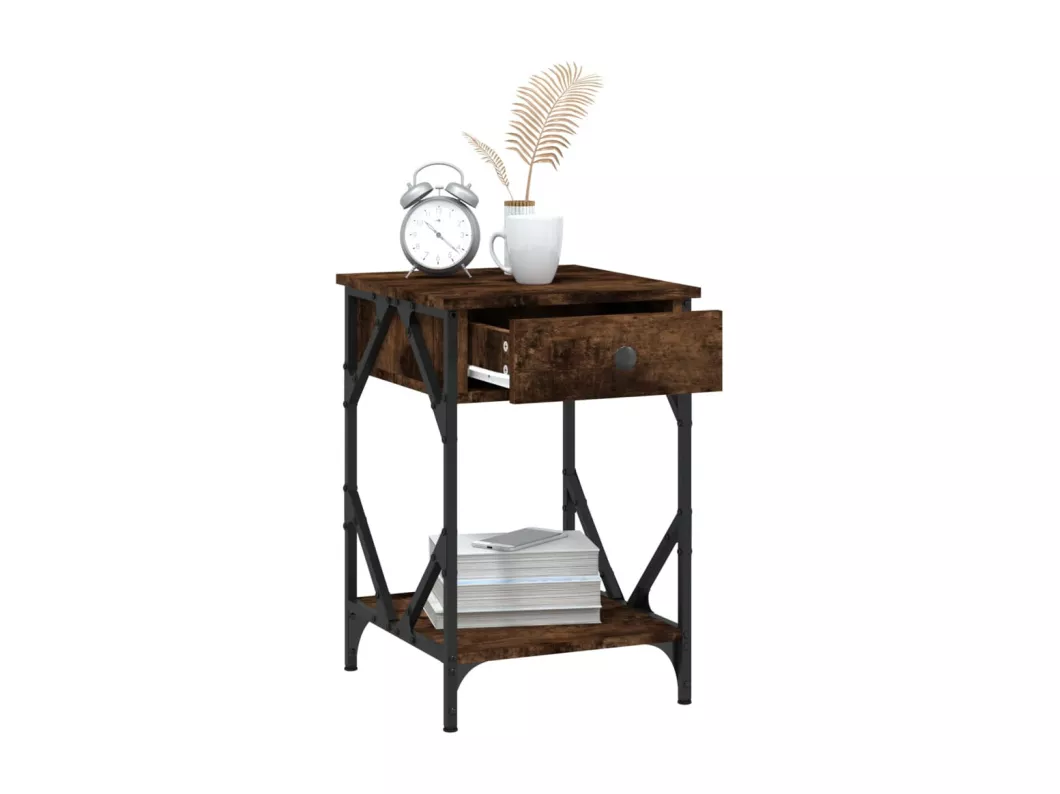 Kauf Unique Nachttisch Räuchereiche 40x42x60 cm Holzwerkstoff Sonderangebot der Fabrik