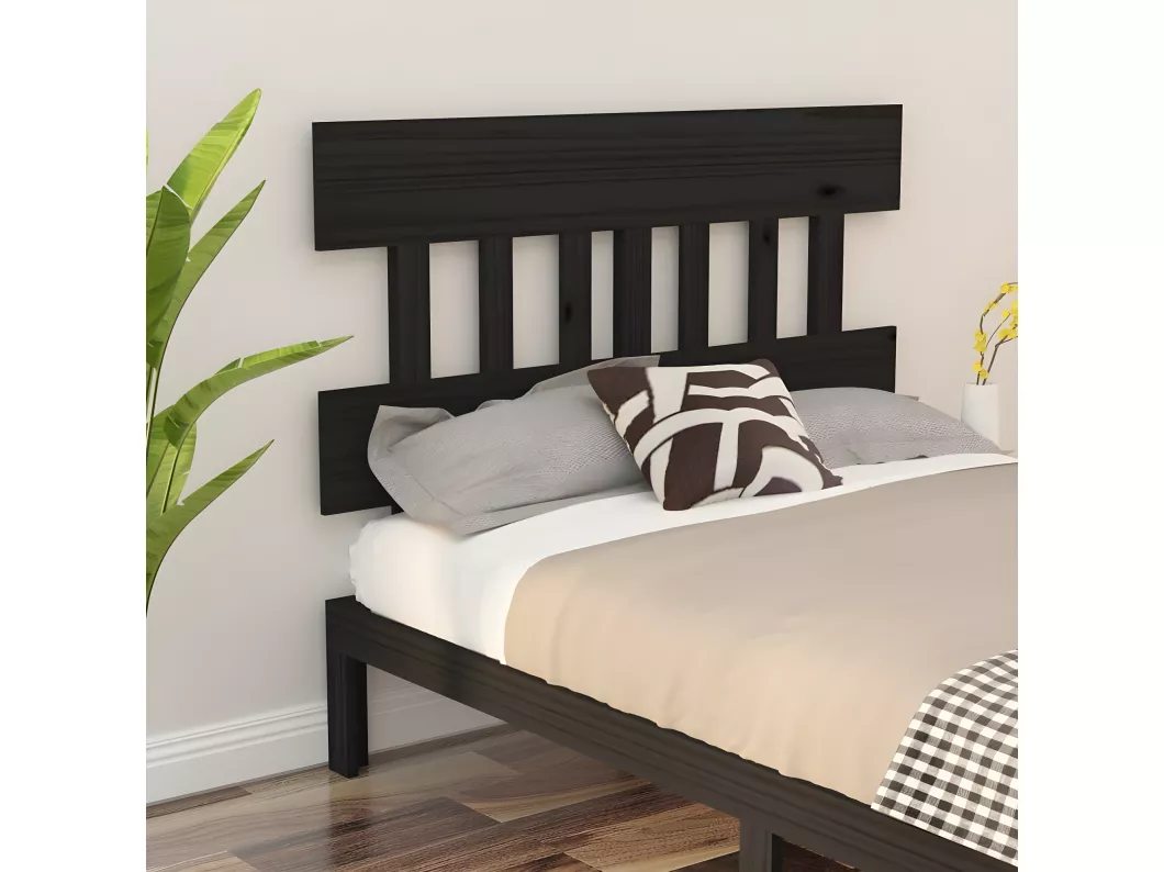Kauf Unique Kopfteil Schwarz 123,5x3x81 cm Massivholz Kiefer Super Rabatt