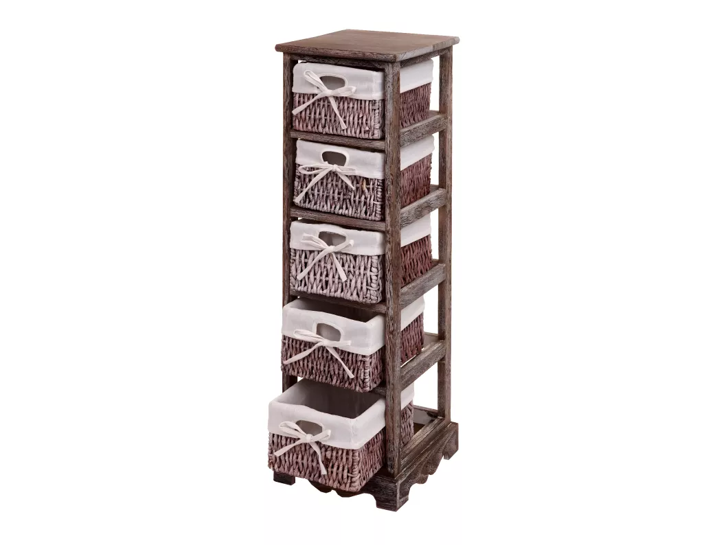 Kauf Unique Regal Kommode mit 5 Korbschubladen, Braun Clearance-Verkauf