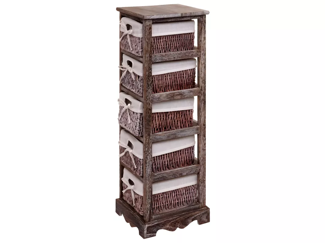 Kauf Unique Regal Kommode mit 5 Korbschubladen, Braun Clearance-Verkauf
