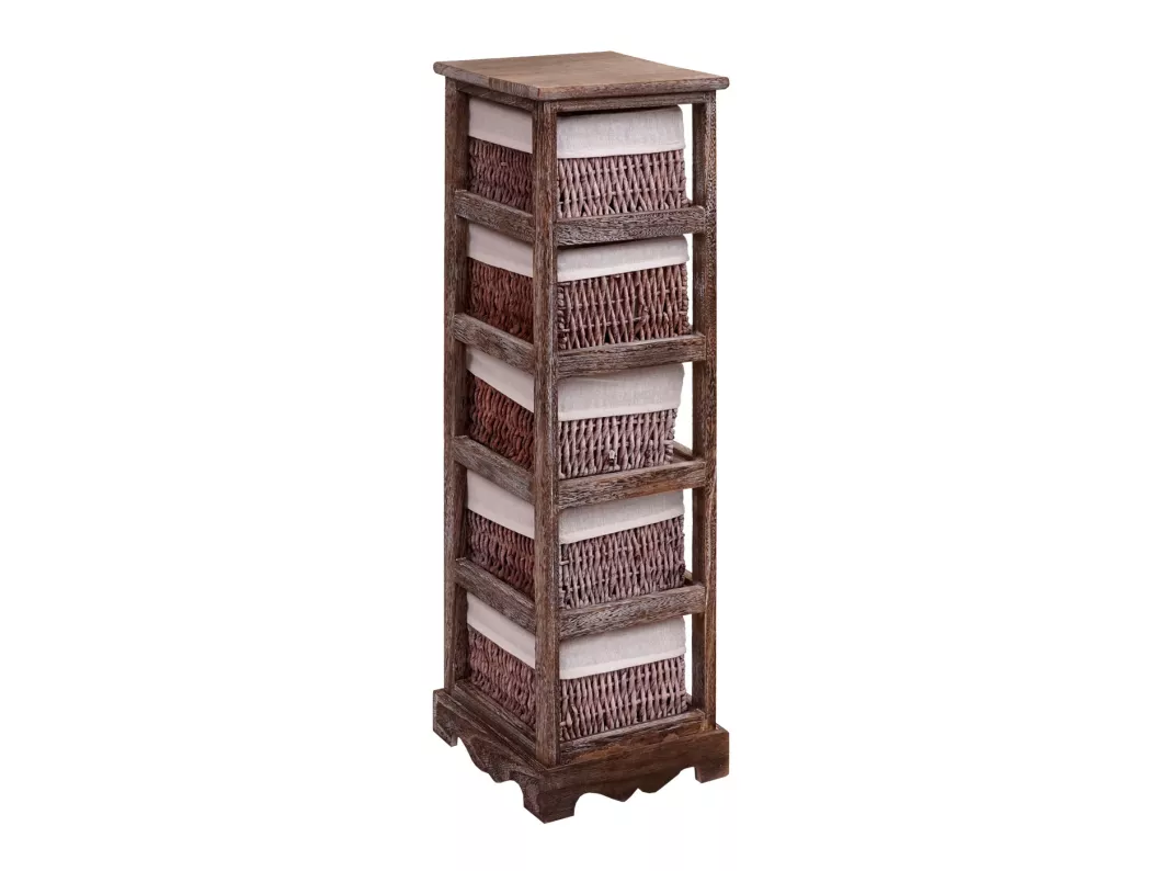 Kauf Unique Regal Kommode mit 5 Korbschubladen, Braun Clearance-Verkauf