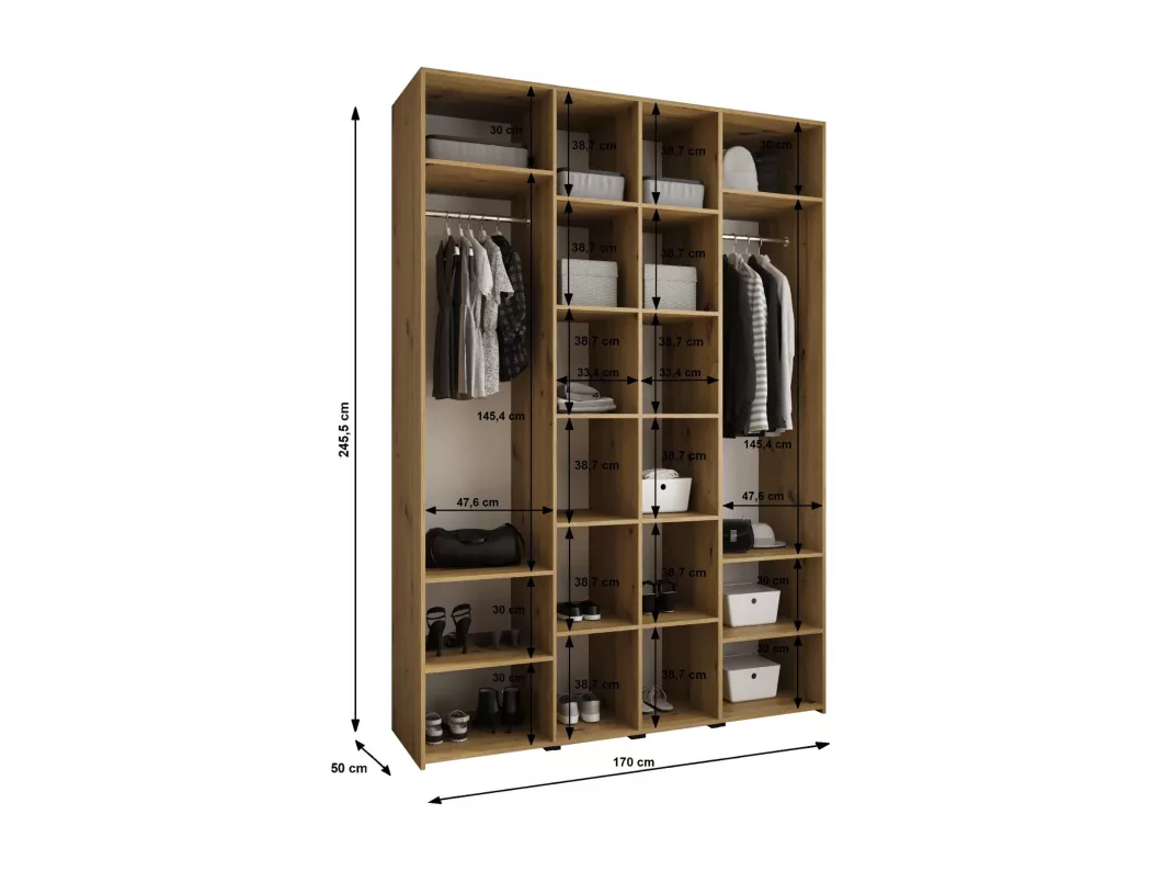 Kauf Unique Drehtürenschrank Como 2 245,5/170/50 4-türig (Weiß/Schwarz) zollfrei