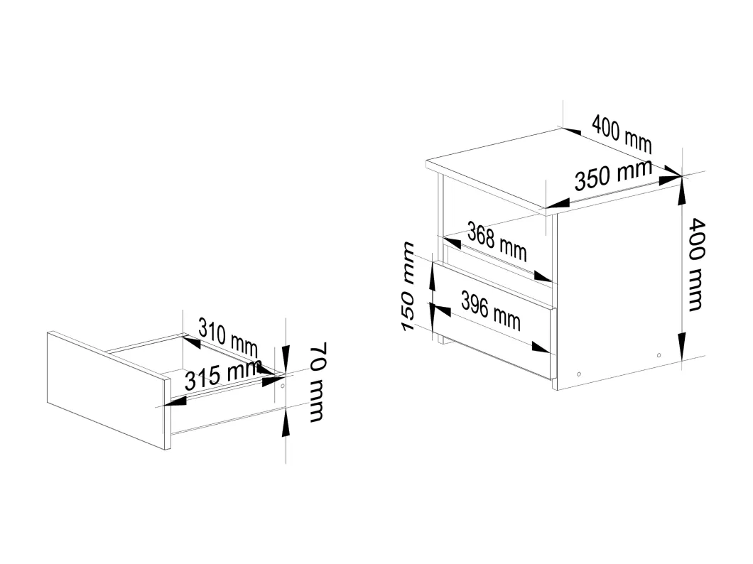 Kauf Unique Nachttisch in minimalistischer Optik AKORD CL1 in der Farbe Sonoma-Eiche Schublade Front Weiß B40 x H40 x T35 cm 2025