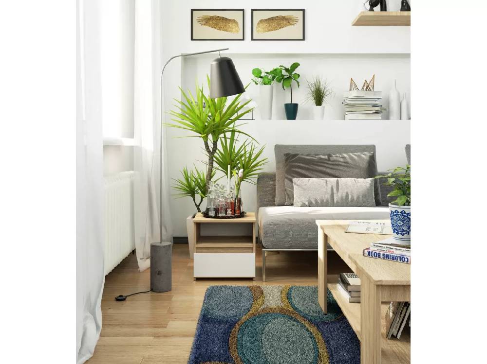 Kauf Unique Nachttisch in minimalistischer Optik AKORD CL1 in der Farbe Sonoma-Eiche Schublade Front Weiß B40 x H40 x T35 cm 2025