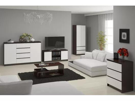 Kauf Unique Kommode AKORD K60 Wenge 60 cm 6 Schubladen Front Weiß B60 x H130 x T40 cm Auslauf