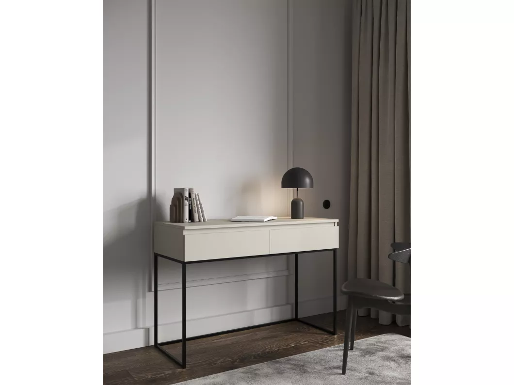 Kauf Unique Schminktisch Schreibtisch - Graubeige mit schwarzem Metallgestell - 120 cm - BEMMI Angebote