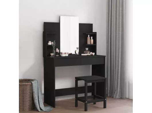 Kauf Unique Schminktisch mit Spiegel Schwarz 96x39x142 cm