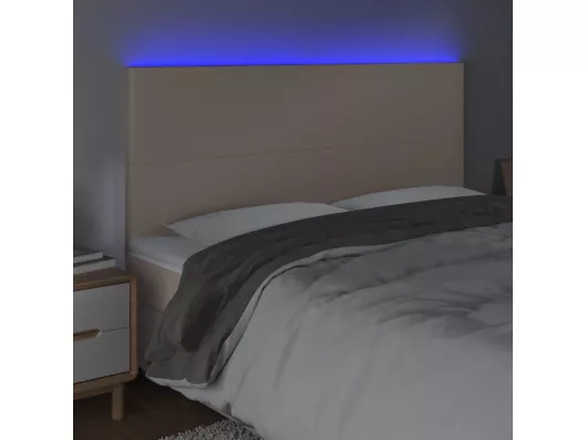 Kauf Unique LED Kopfteil Cappuccino-Braun 160x5x118/128cm Kunstleder Schlussverkauf