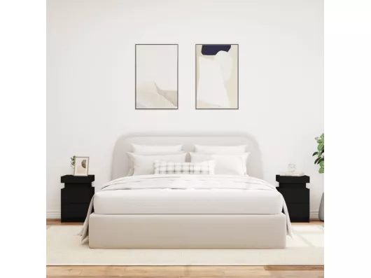 Kauf Unique Nachttische mit LED-Leuchten 2 Stk. Schwarz 35x39x55 cm Sonderangebot