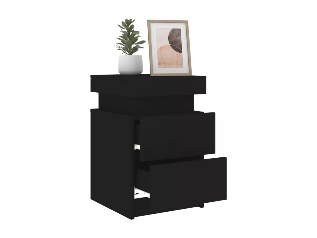 Kauf Unique Nachttische mit LED-Leuchten 2 Stk. Schwarz 35x39x55 cm Sonderangebot