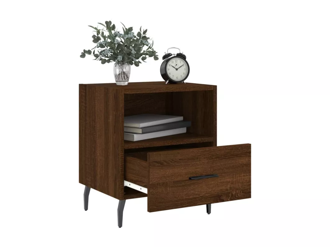 Kauf Unique Nachttische 2Stk. Braun Eichen-Optik 40x35x47,5cm Holzwerkstoff Versandkostenfrei