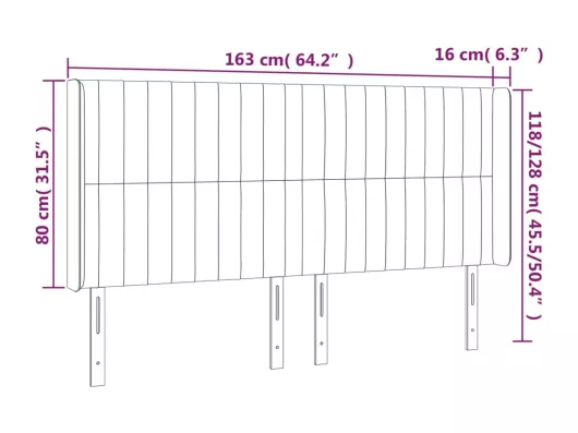 Kauf Unique LED Kopfteil Schwarz 163x16x118/128 cm Stoff Vatertagsangebot