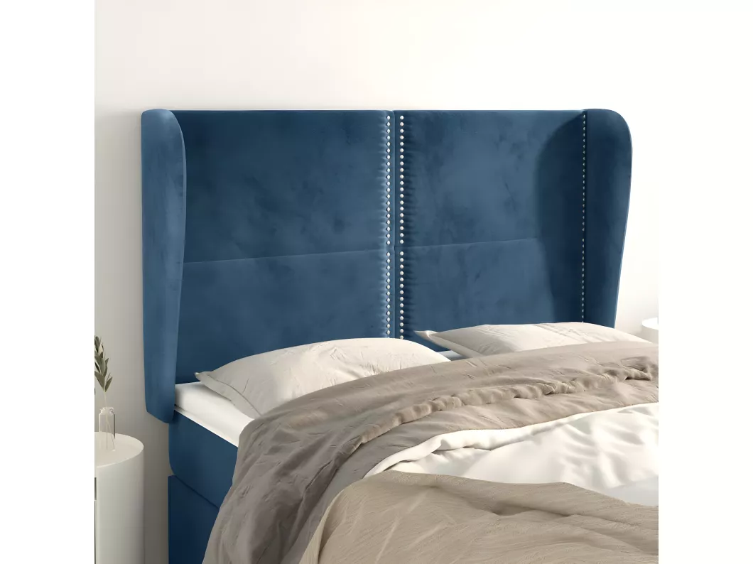 Kauf Unique Kopfteil mit Ohren Dunkelblau 147x23x118/128 cm Samt