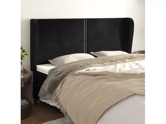Kauf Unique Kopfteil mit Ohren Schwarz 203x23x118/128 cm Samt