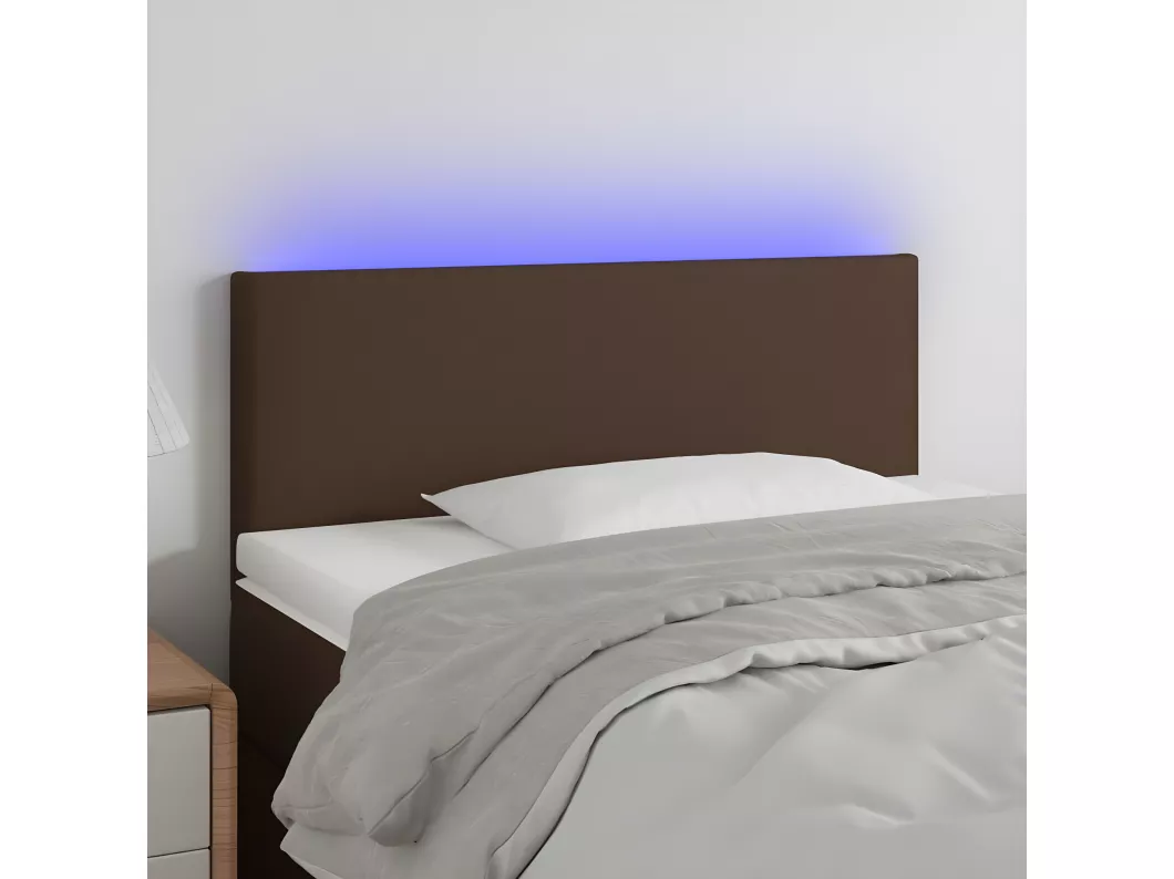 Kauf Unique LED Kopfteil Braun 80x5x78/88 cm Kunstleder