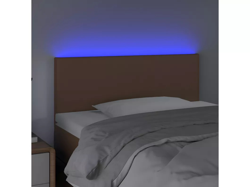 Kauf Unique LED Kopfteil Braun 80x5x78/88 cm Kunstleder Neueste Mode