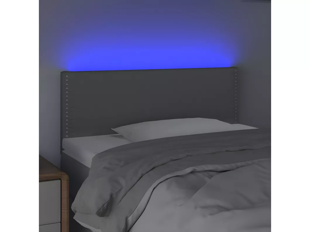 Kauf Unique LED Kopfteil Hellgrau 80x5x78/88 cm Stoff Exklusive Angebote
