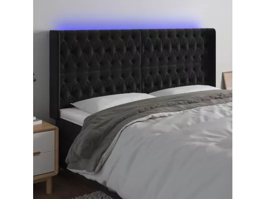 Kauf Unique LED Kopfteil Schwarz 203x16x118/128 cm Samt