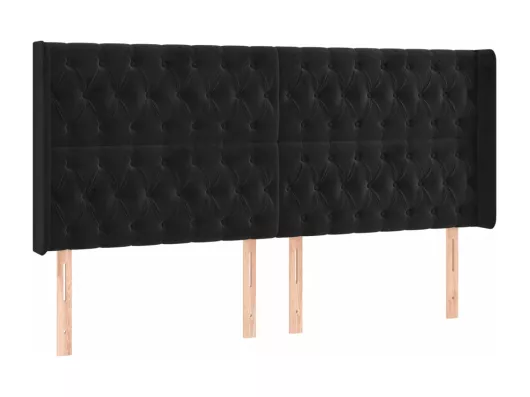 Kauf Unique LED Kopfteil Schwarz 203x16x118/128 cm Samt Blitzangebot