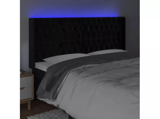 Kauf Unique LED Kopfteil Schwarz 203x16x118/128 cm Samt Blitzangebot