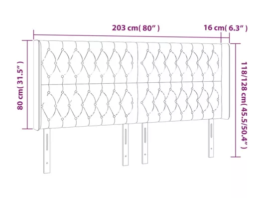 Kauf Unique LED Kopfteil Schwarz 203x16x118/128 cm Samt Blitzangebot