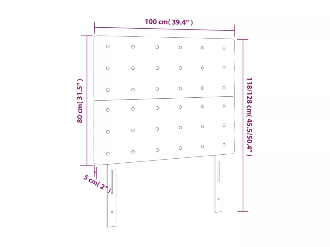 Kauf Unique LED Kopfteil Schwarz 100x5x118/128 cm Samt Tägliche Deals