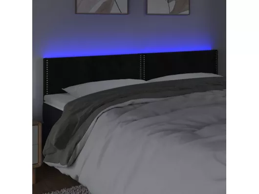 Kauf Unique LED Kopfteil Schwarz 180x5x78/88 cm Samt Tiefpreis