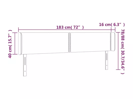 Kauf Unique LED Kopfteil Schwarz 183x16x78/88 cm Samt Letzter Tag