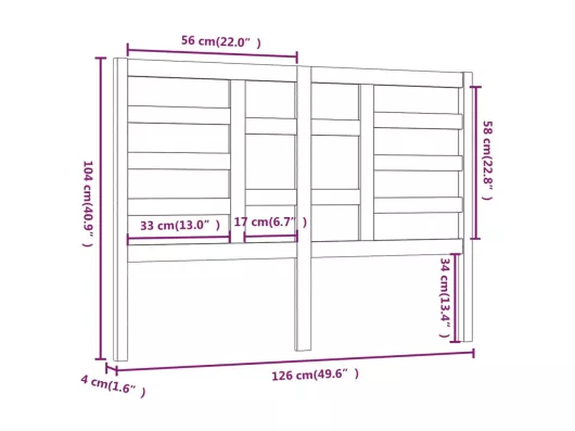 Kauf Unique Bett-Kopfteil Schwarz 126x4x104 cm Massivholz Kiefer Discount Store für neue Produkte