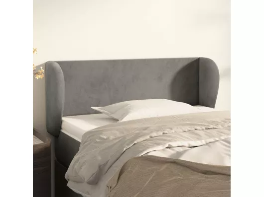 Kauf Unique Kopfteil mit Ohren Hellgrau 83x23x78/88 cm Samt Clearance-Verkauf