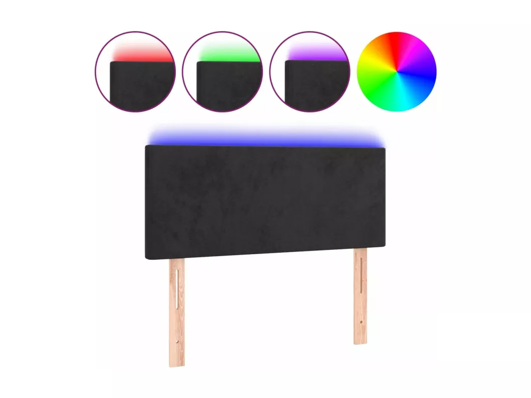 Kauf Unique LED Kopfteil Schwarz 80x5x78/88 cm Samt 50% Rabatt für begrenzte Zeit