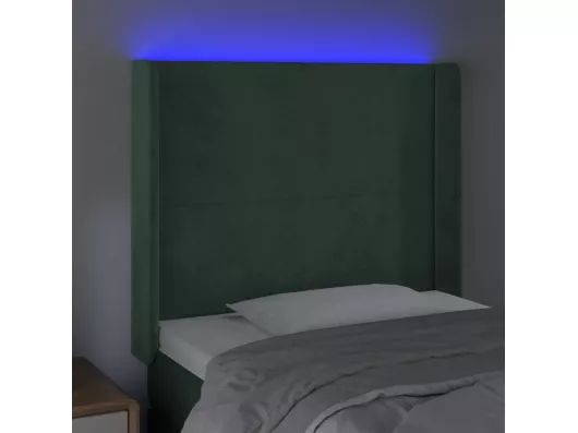 Kauf Unique LED Kopfteil Dunkelgrün 83x16x118/128 cm Samt Auslauf