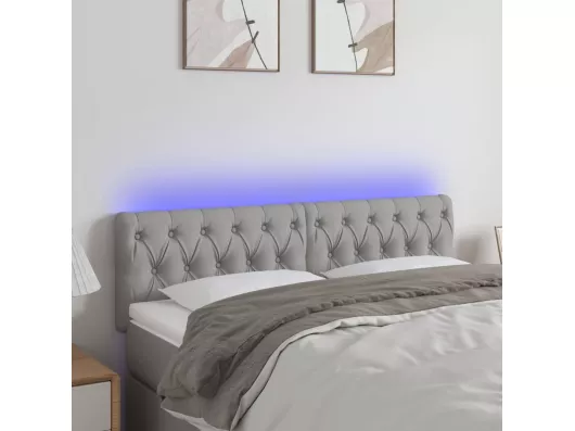 Kauf Unique LED Kopfteil Hellgrau 160x7x78/88 cm Stoff