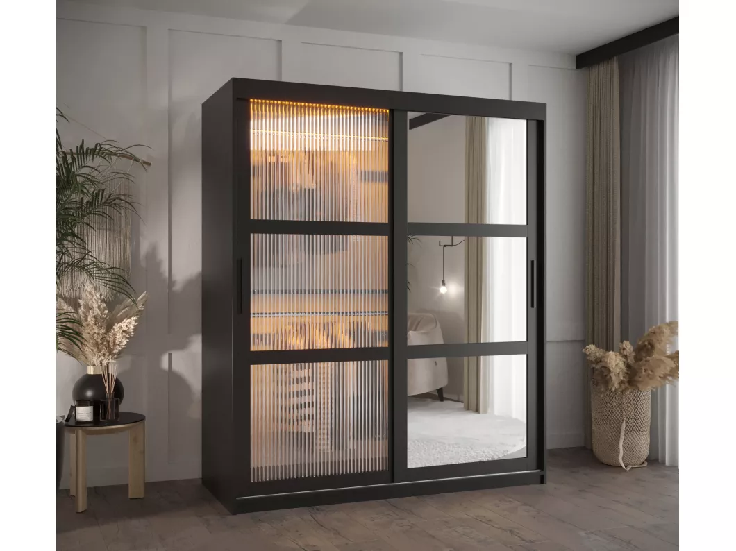 Kauf Unique SCHWEBETÜRENSCHRANK FLUTES 2 200/150/62 2-türig (Schwarz) Rabatt