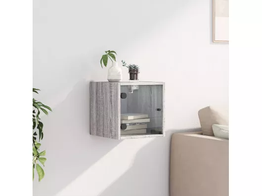 Kauf Unique Nachttisch mit Glastür Grau Sonoma 35x37x35 cm Osterangebot