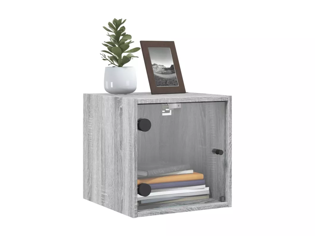 Kauf Unique Nachttisch mit Glastür Grau Sonoma 35x37x35 cm Osterangebot