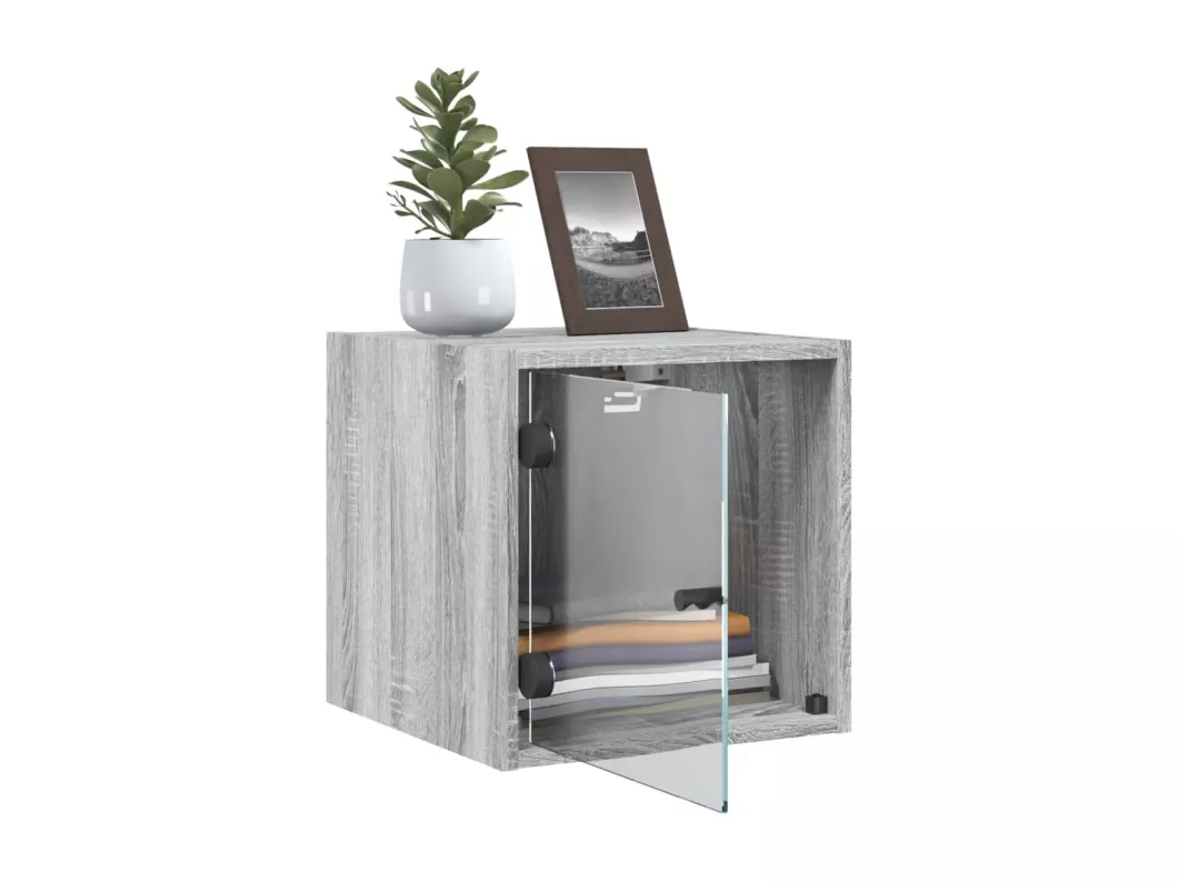Kauf Unique Nachttisch mit Glastür Grau Sonoma 35x37x35 cm Osterangebot