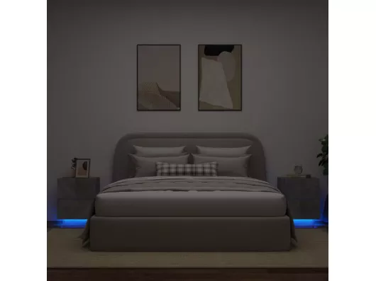 Kauf Unique Nachttische mit LED-Leuchten 2 Stk. Betongrau Holzwerkstoff
