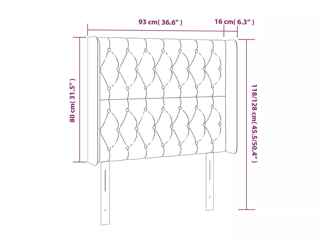 Kauf Unique LED Kopfteil Dunkelblau 93x16x118/128 cm Samt Sonderangebote
