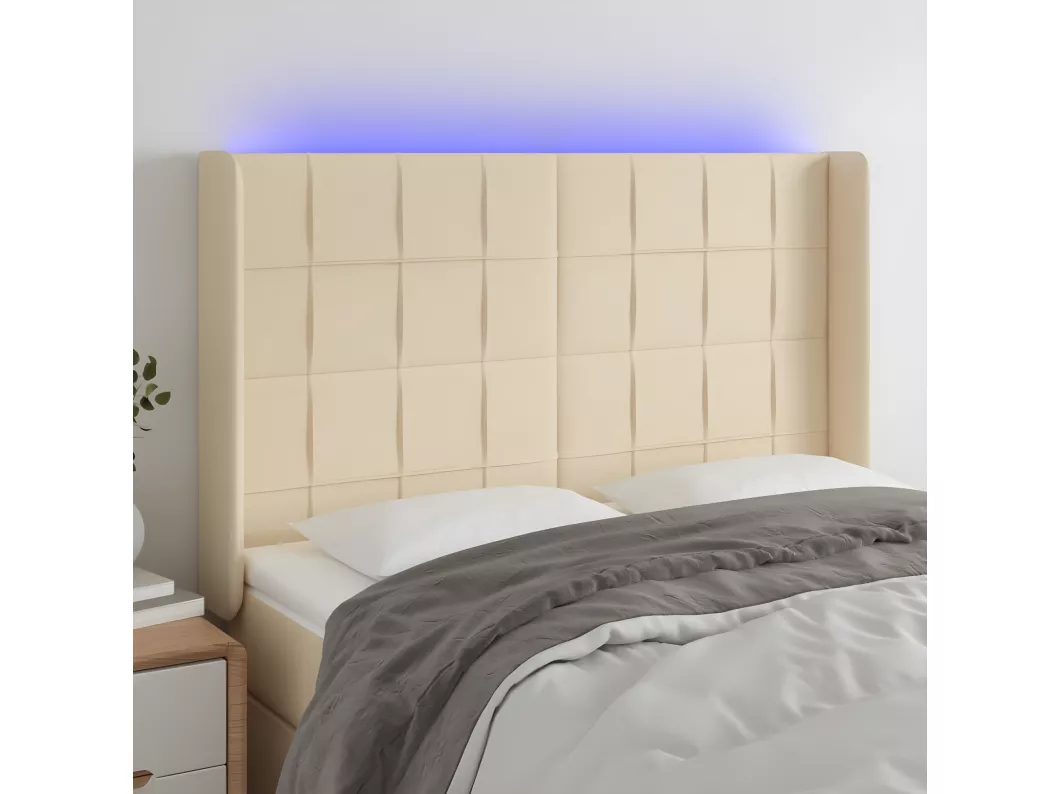 Kauf Unique LED Kopfteil Creme 147x16x118/128 cm Stoff