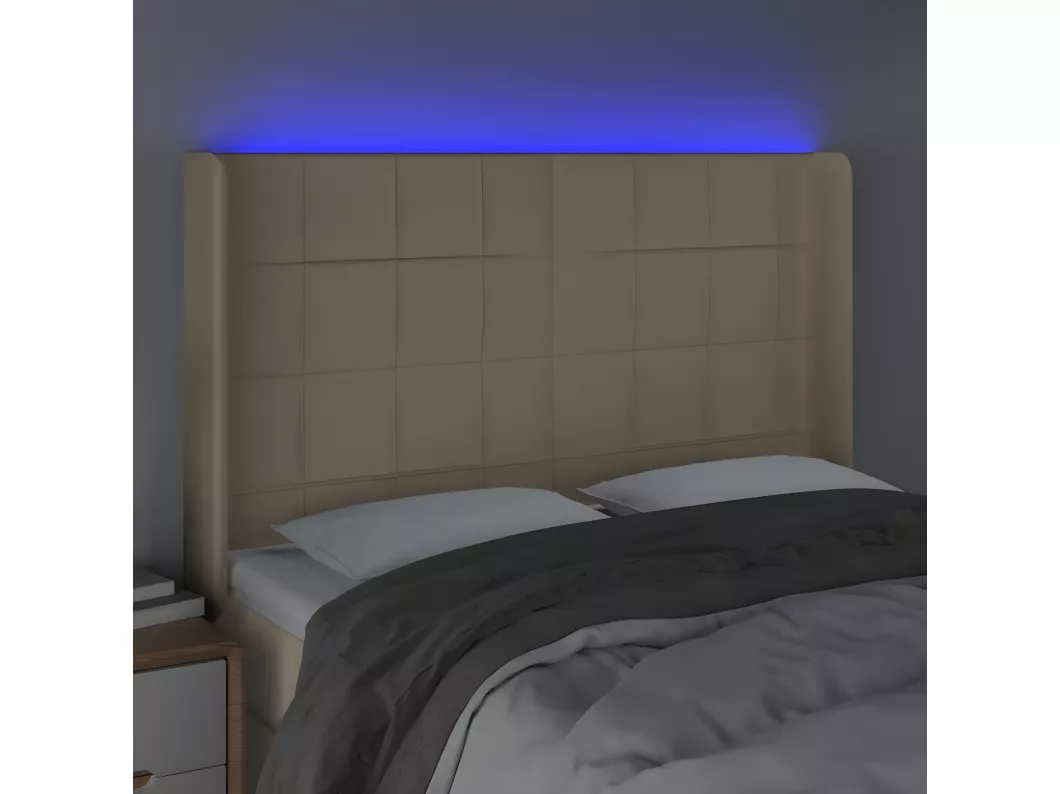 Kauf Unique LED Kopfteil Creme 147x16x118/128 cm Stoff Begrenzte Freigabe