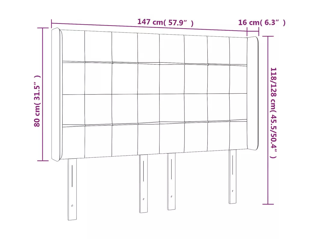 Kauf Unique LED Kopfteil Creme 147x16x118/128 cm Stoff Begrenzte Freigabe