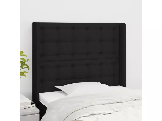 Kauf Unique Kopfteil mit Ohren Schwarz 93x16x118/128 cm Stoff JETZT KAUFEN