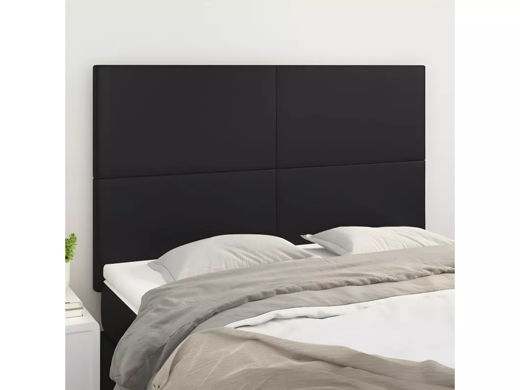 Kauf Unique Kopfteile 4 Stk. Schwarz 72x5x78/88 cm Kunstleder Letzte 2 Tage